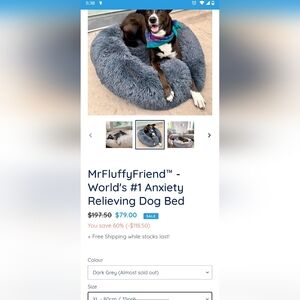 Anxiety Relieving Dog Bed - Gray